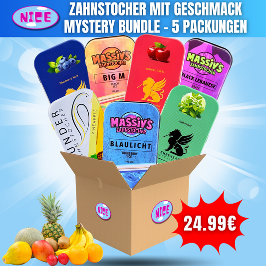 Zahnstocher mit Geschmack Bundle (5 verschiedene Packungen)